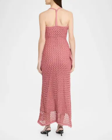 Diotima Riki Crystal Crochet Knit Halter Maxi Dress | Thumbnail 7