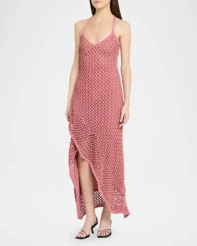 Diotima Riki Crystal Crochet Knit Halter Maxi Dress | Thumbnail 8