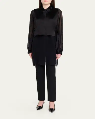 Lafayette 148 New York Sheer Silk Georgette Tunic & Pleated Vest Set | Thumbnail 2
