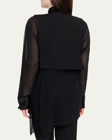 Lafayette 148 New York Sheer Silk Georgette Tunic & Pleated Vest Set | Thumbnail 3