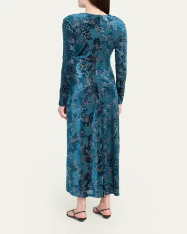 Simkhai Ferrera Long-Sleeve Floral Velvet Midi Dress | Thumbnail 3