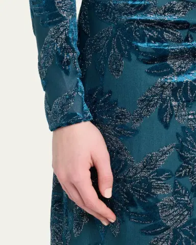 Simkhai Ferrera Long-Sleeve Floral Velvet Midi Dress | Thumbnail 5