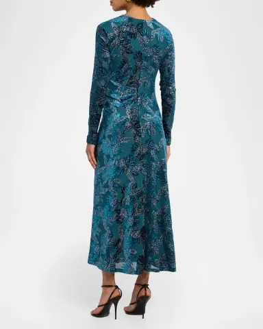 Simkhai Ferrera Long-Sleeve Floral Velvet Midi Dress | Thumbnail 7