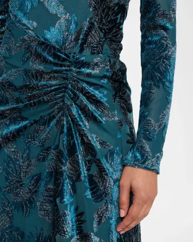 Simkhai Ferrera Long-Sleeve Floral Velvet Midi Dress | Thumbnail 9