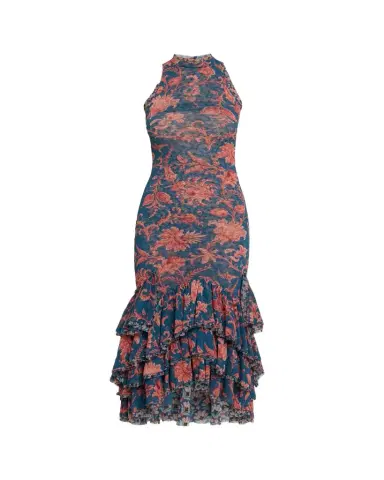 Etro Floral Stretch Tulle Ruffle Mermaid Midi Dress | Thumbnail 1