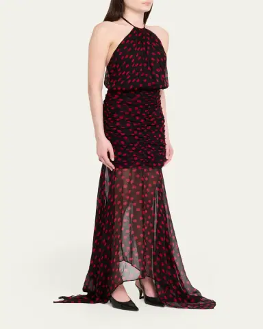 Ronny Kobo Lovisa Polka Dot Halter Dress | Thumbnail 4