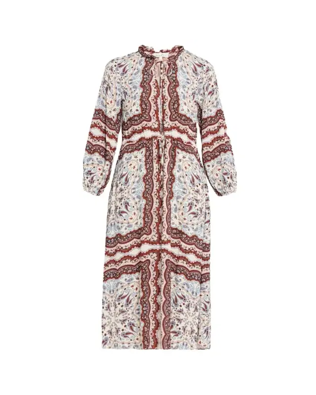 Berkshire Paisley Long-Sleeve Midi Dress