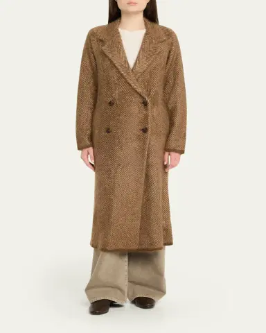 Guest in Residence Grizzly Herringbone Cashmere Double-Breasted Coat | Thumbnail 2 Guest in Residence Grizzly Herringbone Cashmere Double-Breasted Coat | Thumbnail 2