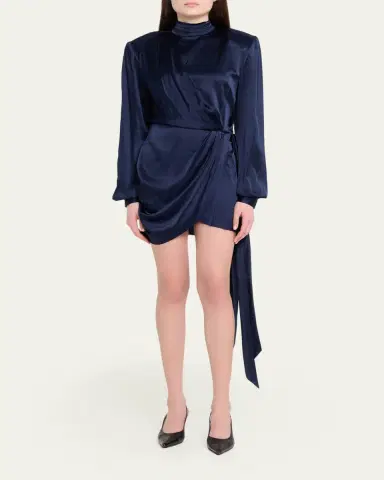 Ronny Kobo Imara Draped Open-Back Charmeuse Mini Dress | Thumbnail 2 Ronny Kobo Imara Draped Open-Back Charmeuse Mini Dress | Thumbnail 2