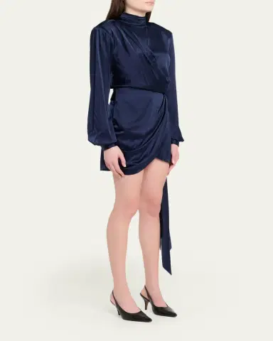 Ronny Kobo Imara Draped Open-Back Charmeuse Mini Dress | Thumbnail 4 Ronny Kobo Imara Draped Open-Back Charmeuse Mini Dress | Thumbnail 4