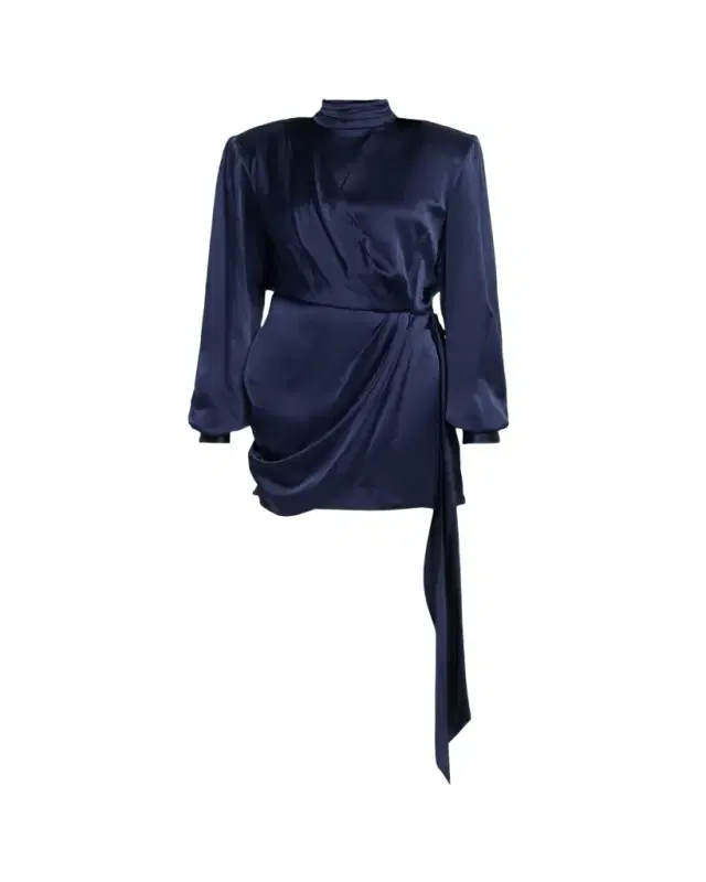 Imara Draped Open-Back Charmeuse Mini Dress