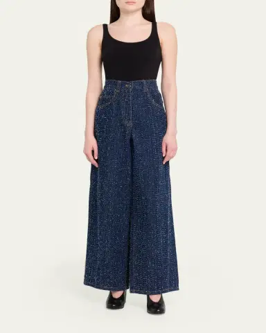 Ronny Kobo Solene Wide-Leg Textured Denim Jeans | Thumbnail 2 Ronny Kobo Solene Wide-Leg Textured Denim Jeans | Thumbnail 2