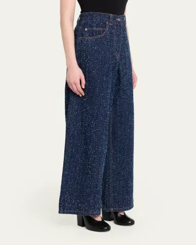 Ronny Kobo Solene Wide-Leg Textured Denim Jeans | Thumbnail 4 Ronny Kobo Solene Wide-Leg Textured Denim Jeans | Thumbnail 4