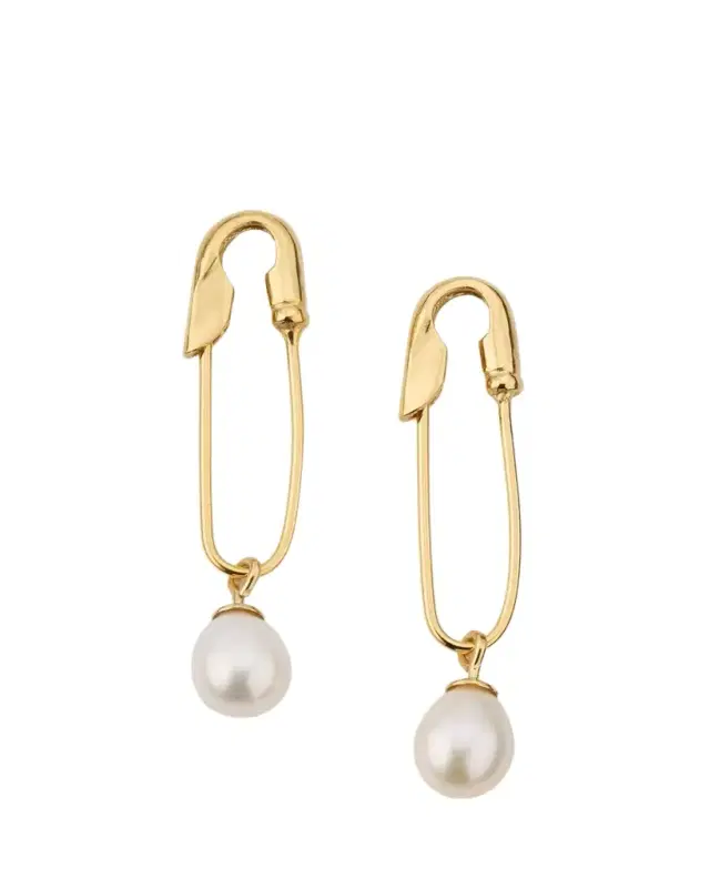 Freshwater Pearl Safety Pin Earrings