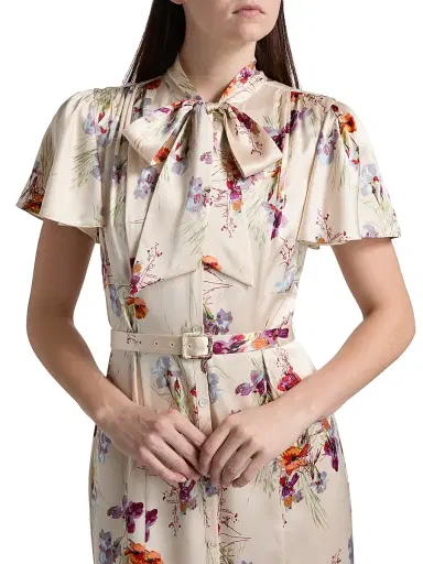 Cinq à Sept Women's Iris Bouquet Willow Floral A-Line Midi-Shirtdress - Oatmilk Multi | Thumbnail 6 Cinq à Sept Women's Iris Bouquet Willow Floral A-Line Midi-Shirtdress - Oatmilk Multi | Thumbnail 6