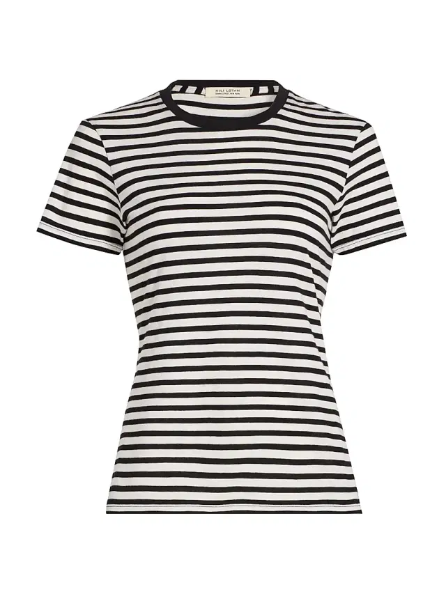 Nili Lotan Women's Lana Crewneck T-Shirt - Black  Stripe