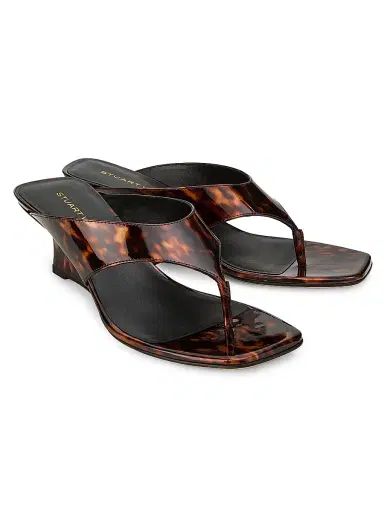 Stuart Weitzman Women's 50MM Vinnie Printed Patent Leather Wedge Sandals - Black Multi | Thumbnail 2