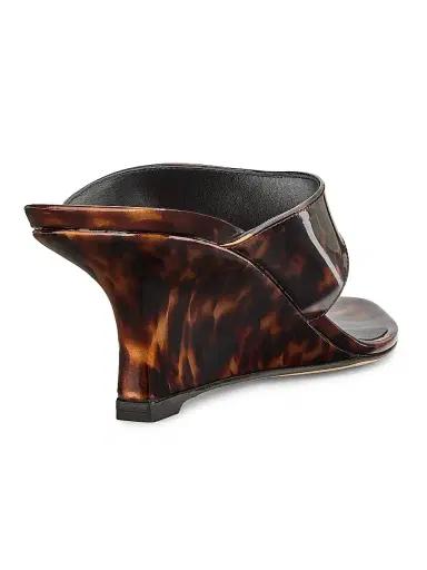 Stuart Weitzman Women's 50MM Vinnie Printed Patent Leather Wedge Sandals - Black Multi | Thumbnail 3