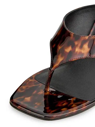 Stuart Weitzman Women's 50MM Vinnie Printed Patent Leather Wedge Sandals - Black Multi | Thumbnail 5