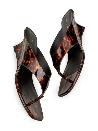 Stuart Weitzman Women's 50MM Vinnie Printed Patent Leather Wedge Sandals - Black Multi | Thumbnail 6