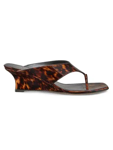 Stuart Weitzman Women's 50MM Vinnie Printed Patent Leather Wedge Sandals - Black Multi | Thumbnail 1