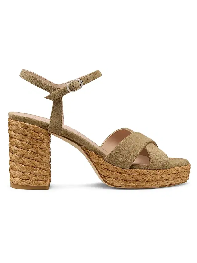 Stuart Weitzman Women's Dayna 80MM Platform Espadrille Sandals - Golden Olive