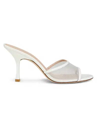 Stuart Weitzman Women's Bareitall 85MM Mesh-Patent Leather Sandals - White - Size 9.5 | Thumbnail 1 Stuart Weitzman Women's Bareitall 85MM Mesh-Patent Leather Sandals - White - Size 9.5 | Thumbnail 1