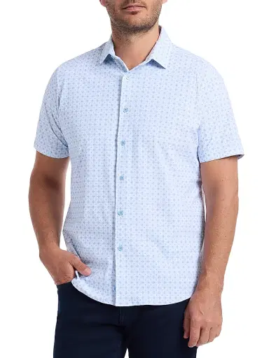 Robert Graham Men's Brompton Printed Short-Sleeve Shirt - Blue | Thumbnail 3