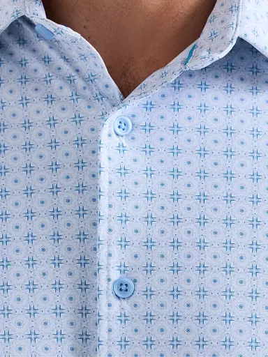 Robert Graham Men's Brompton Printed Short-Sleeve Shirt - Blue | Thumbnail 7