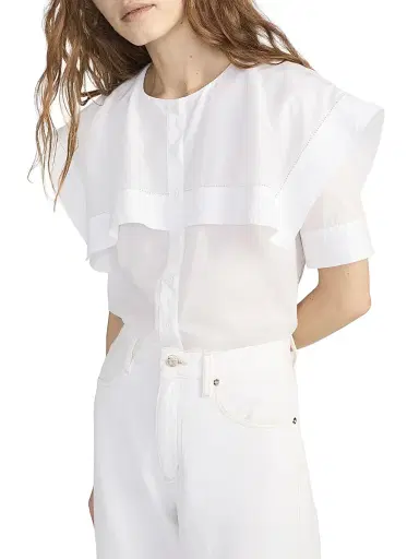 FRAME Women's The Sleek Cotton Cape Shirt - White | Thumbnail 4