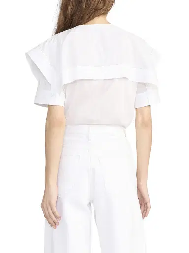 FRAME Women's The Sleek Cotton Cape Shirt - White | Thumbnail 5