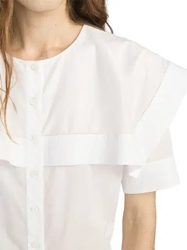 FRAME Women's The Sleek Cotton Cape Shirt - White | Thumbnail 6