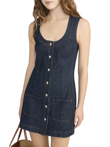 Frame Women's The Patch Pocket Denim Minidress | Thumbnail 4 Frame Women's The Patch Pocket Denim Minidress | Thumbnail 4