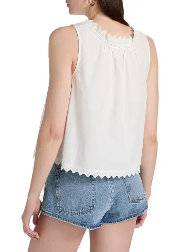 Frame Women's The Serene Eyelet Trim Cotton Tank - White | Thumbnail 5
