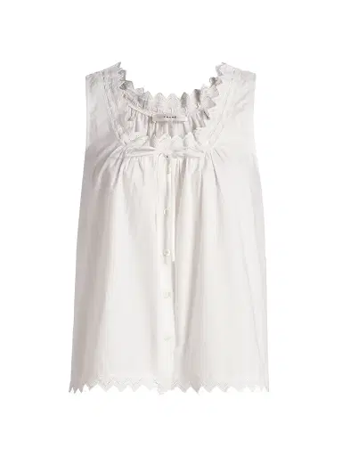 Frame Women's The Serene Eyelet Trim Cotton Tank - White | Thumbnail 1