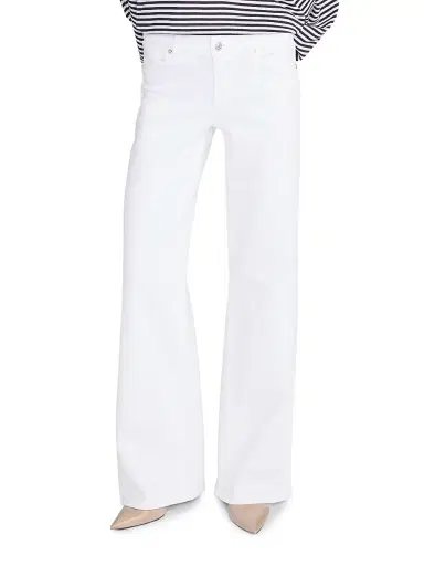 Frame Women's Le Slim Palazzo Mid-Rise Jeans - White | Thumbnail 3