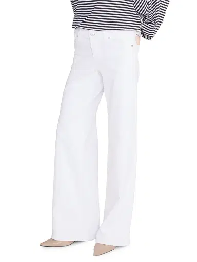 Frame Women's Le Slim Palazzo Mid-Rise Jeans - White | Thumbnail 4
