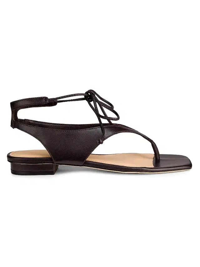 22élevé Women's Leather Ankle-Wrap Sandals - Espresso