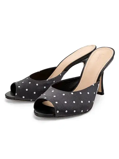 22élevé Women's 90MM Leather Peep-Toe Mules - Polka Dot - Size 12 | Thumbnail 2