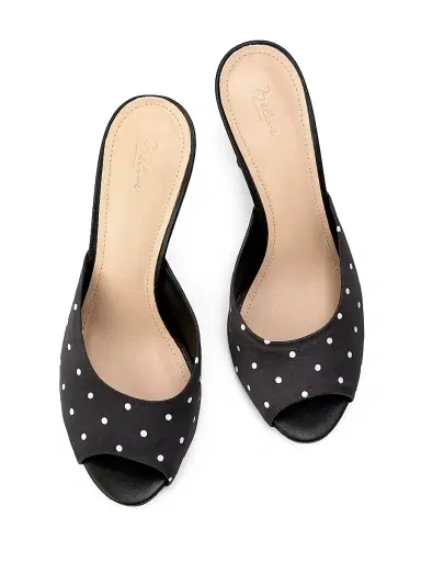 22élevé Women's 90MM Leather Peep-Toe Mules - Polka Dot - Size 12 | Thumbnail 4