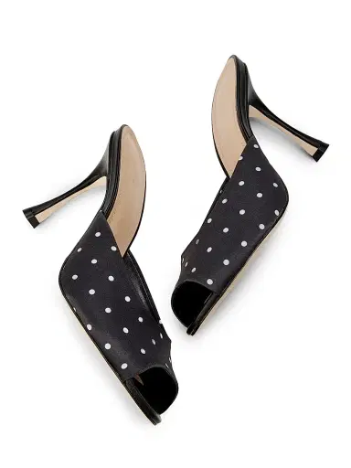 22élevé Women's 90MM Leather Peep-Toe Mules - Polka Dot - Size 12 | Thumbnail 6