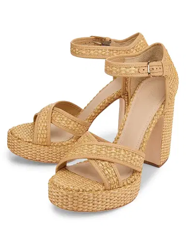 22élevé Women's 115MM Raffia Platform Sandals - Beige Raffia | Thumbnail 2