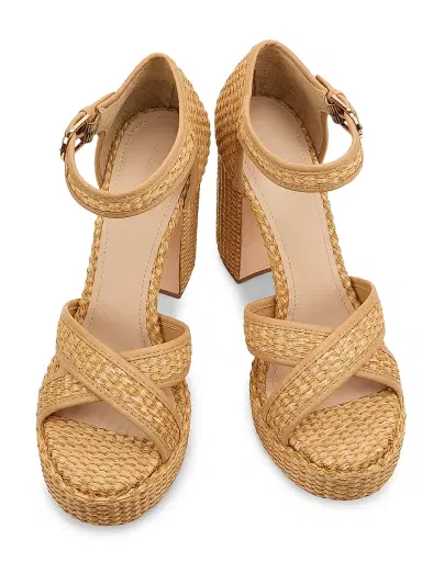 22élevé Women's 115MM Raffia Platform Sandals - Beige Raffia | Thumbnail 4