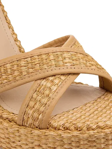22élevé Women's 115MM Raffia Platform Sandals - Beige Raffia | Thumbnail 6
