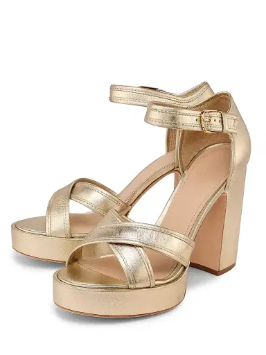 22élevé Women's 115MM Leather Platform Sandals - Light Gold Nappa | Thumbnail 2