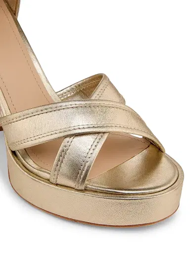 22élevé Women's 115MM Leather Platform Sandals - Light Gold Nappa | Thumbnail 6