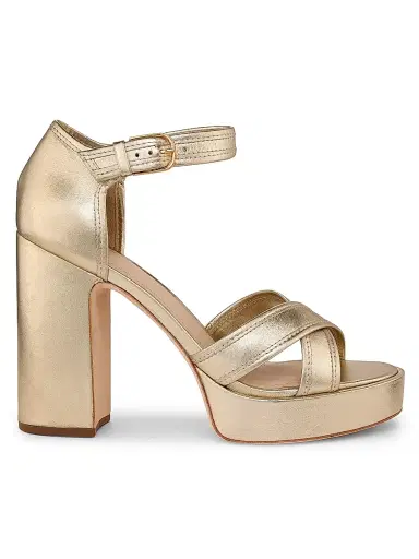 22élevé Women's 115MM Leather Platform Sandals - Light Gold Nappa | Thumbnail 1