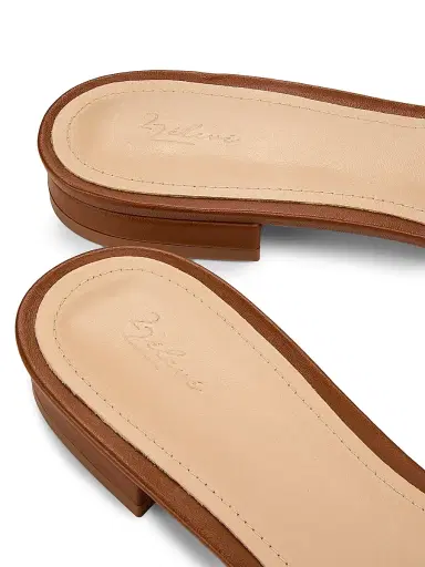 22élevé Women's Leather-Trim Linen Flat Sandals - Natural Linen Cuoio - Size 11 | Thumbnail 6