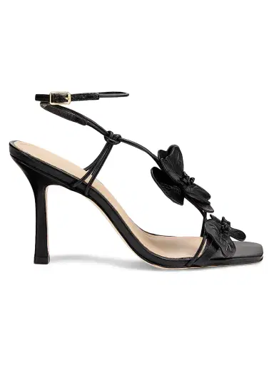 22élevé Women's 90MM Flower-Accent Leather Sandals - Black - Size 11 | Thumbnail 1 22élevé Women's 90MM Flower-Accent Leather Sandals - Black - Size 11 | Thumbnail 1
