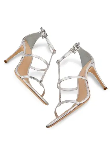 22élevé Women's 90MM Crystal-Embellished Satin Stiletto Sandals - Silver - Size 12 | Thumbnail 6